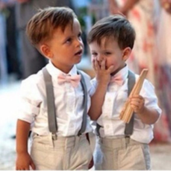 GREY BOYS SUSPENDER & BOW TIE SET -  *NEW* - Picture 1 of 4